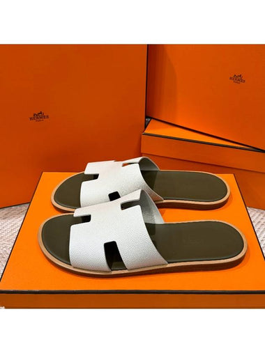 Men's Izmir Sandals Calfskin Absong Khaki Beige - HERMES - BALAAN 1