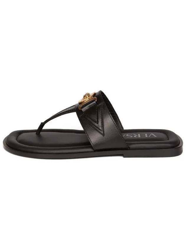 La Medusa Leather Flip Flops Black - VERSACE - BALAAN 4