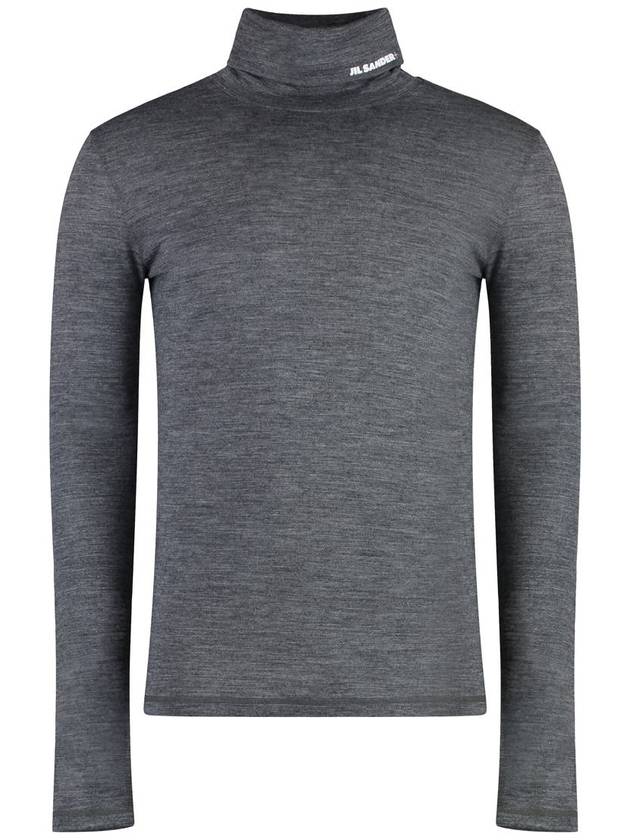 Slim Fit Logo Print Turtleneck Dark Gray - JIL SANDER - BALAAN 2