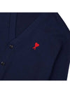 Small Heart Logo Wool Cardigan Navy - AMI - BALAAN 6