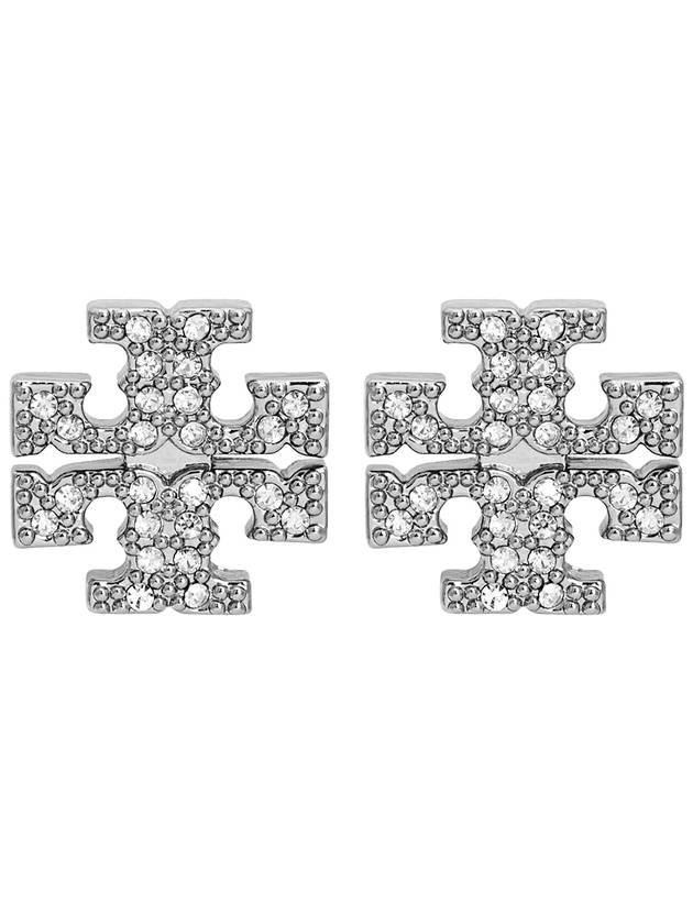 Crystal Logo Stud Earrings Silver - TORY BURCH - BALAAN 3