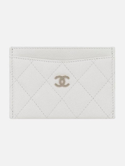 Gold CC Logo Leather Card Wallet White - CHANEL - BALAAN 2