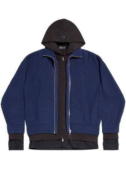 Layered Zip Up Hoodie Blue - BALENCIAGA - BALAAN 2