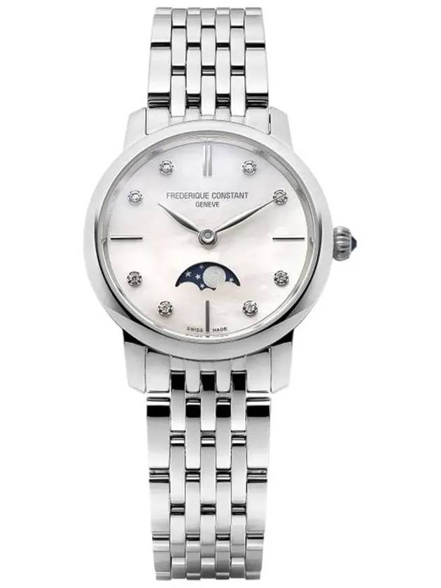 Women's Slim Moon Phase 30mm Metal Watch Silver - FREDERIQUE CONSTANT - BALAAN 6