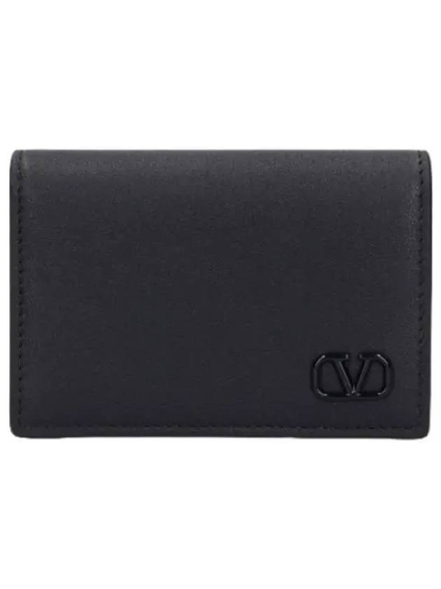 Logo Signature Business Card Case Black Wallet - VALENTINO - BALAAN 1