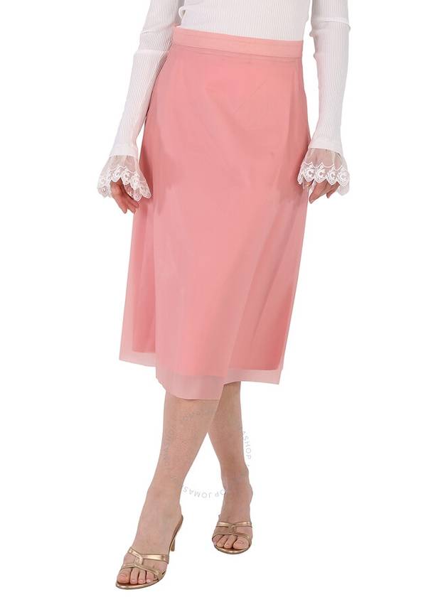 Women's Silk A-Line Skirt Rose Pink - BURBERRY - BALAAN 2