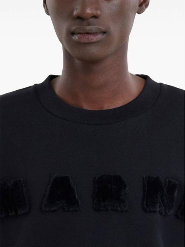 Fur Effect Logo Cotton Sweatshirt Black - MARNI - BALAAN 4