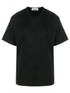 Micro Embroidered Logo Cotton Jersey Short Sleeve T-Shirt Black - STONE ISLAND - BALAAN 2