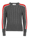 Namseon Cable Stitch Three Stripes Wool Knit Top Gray - THOM BROWNE - BALAAN 3