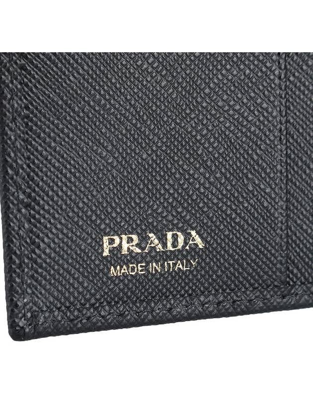 Gold Hardware Triangle Logo Saffiano Half Wallet Black - PRADA - BALAAN 7