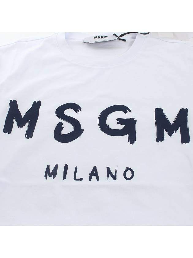 20SS Men's Logo Print Short Sleeve White Navy Logo 2840MM97 01 - MSGM - BALAAN 3