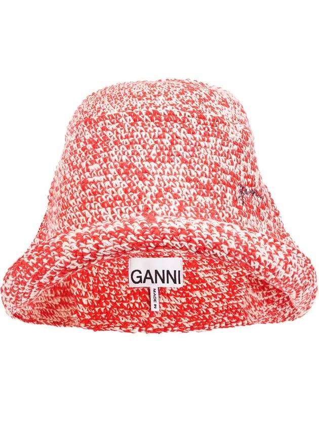 Crochet Ricamo Logo Bucket Hat Red - GANNI - BALAAN 2