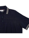 Striped Edge Linen Cotton Blend PK Shirt Navy - BRUNELLO CUCINELLI - BALAAN.