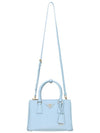 Galleria Saffiano Leather Small Tote Bag Light Blue - PRADA - BALAAN 4