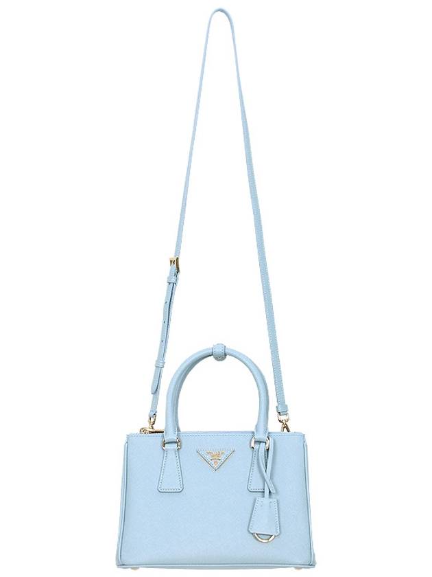 Galleria Saffiano Leather Small Tote Bag Light Blue - PRADA - BALAAN 4