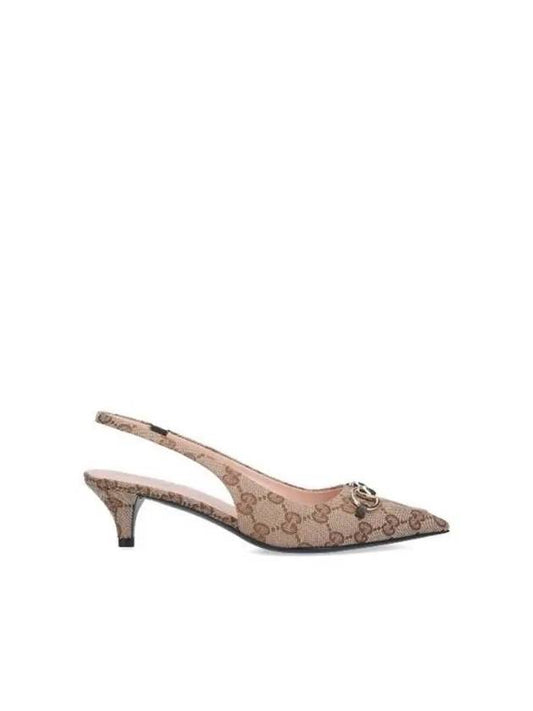 GG Low Slingback Heel Beige - GUCCI - BALAAN 2