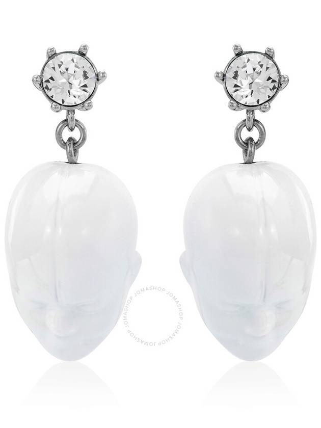 Burberry White/Palladio Crystal and Doll's Head Palladium-plated Earrings - BURBERRY - BALAAN 1