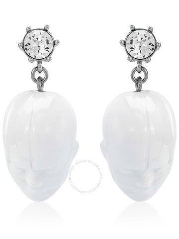 Burberry White/Palladio Crystal and Doll's Head Palladium-plated Earrings - BURBERRY - BALAAN 1