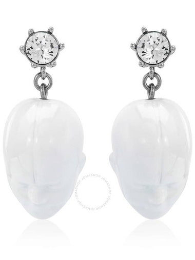 Burberry White/Palladio Crystal and Doll's Head Palladium-plated Earrings - BURBERRY - BALAAN 1