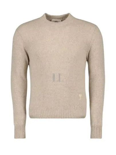 Men's Tonal Cashmere Crew Neck Sweater Champagne - AMI - BALAAN 2