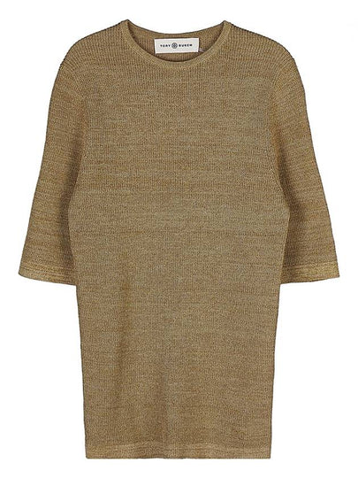 Marled Ribbed Knit Top Brown - TORY BURCH - BALAAN 2