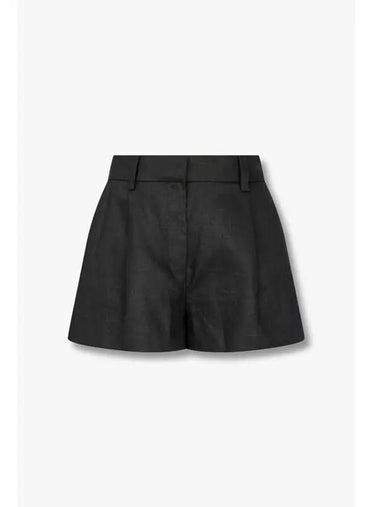 One Tuck Pleated Linen Shorts Alex Short Black - REFORMATION - BALAAN 1