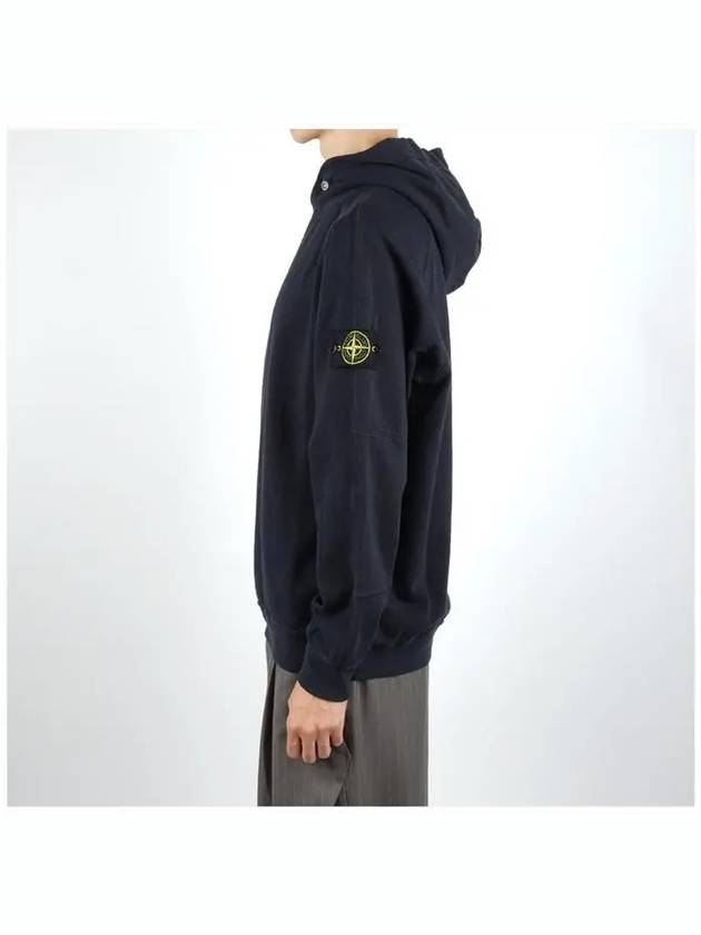 Old Treatment Malfile Fleece Hoodie Navy - STONE ISLAND - BALAAN 4