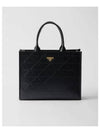 Topstitched Plaque Large Leather Hand Tote Bag Black - PRADA - BALAAN 2