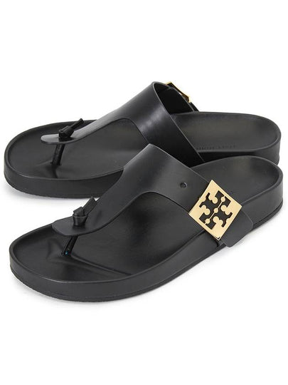 Mellow Thong Leather Flip Flops Black - TORY BURCH - BALAAN 2