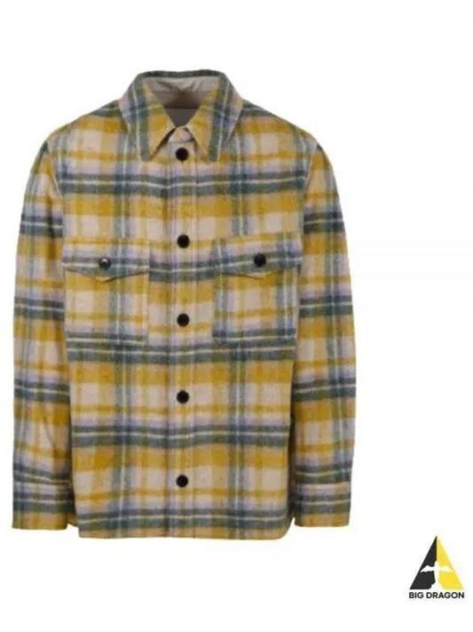 Homme Check Wool Over Shirt Yellow 23PVE0053HA A1D21H - ISABEL MARANT - BALAAN 1