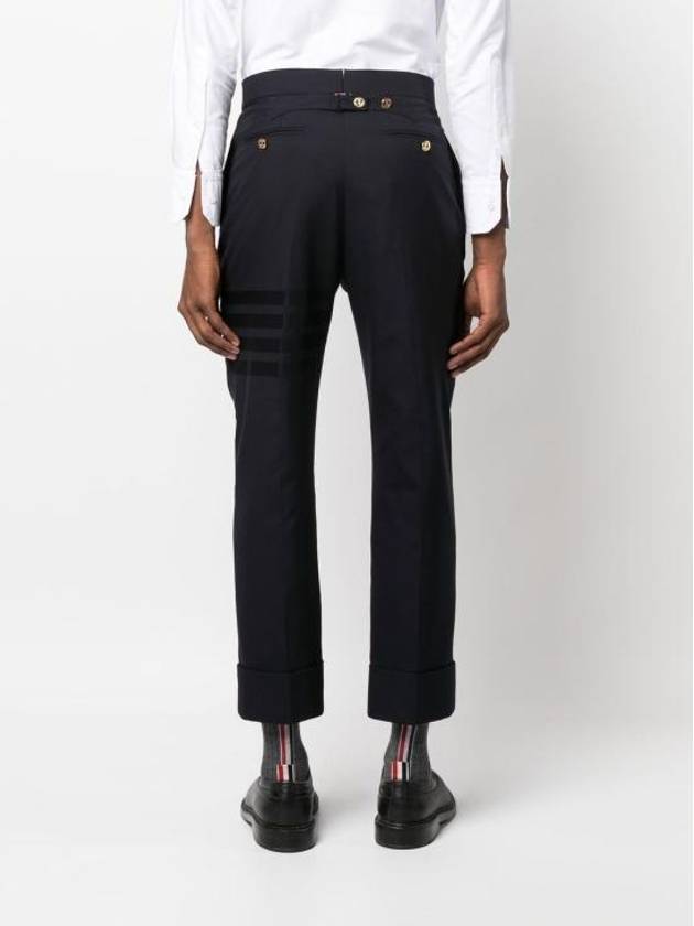 Diagonal Plain Weave Classic Wool Slacks Navy - THOM BROWNE - BALAAN 4