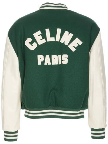 Teddy Bomber Jacket Loose Bi Matiere Green - CELINE - BALAAN 1