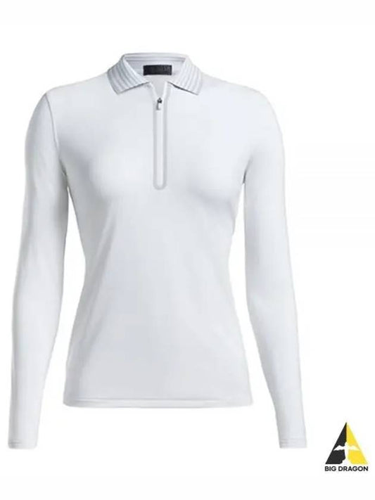 Women's Featherweight Zip Long Sleeve Polo Shirt White - G/FORE - BALAAN 2