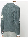 4-Bar Aran Cable Pullover Knit Top Blue - THOM BROWNE - BALAAN 5