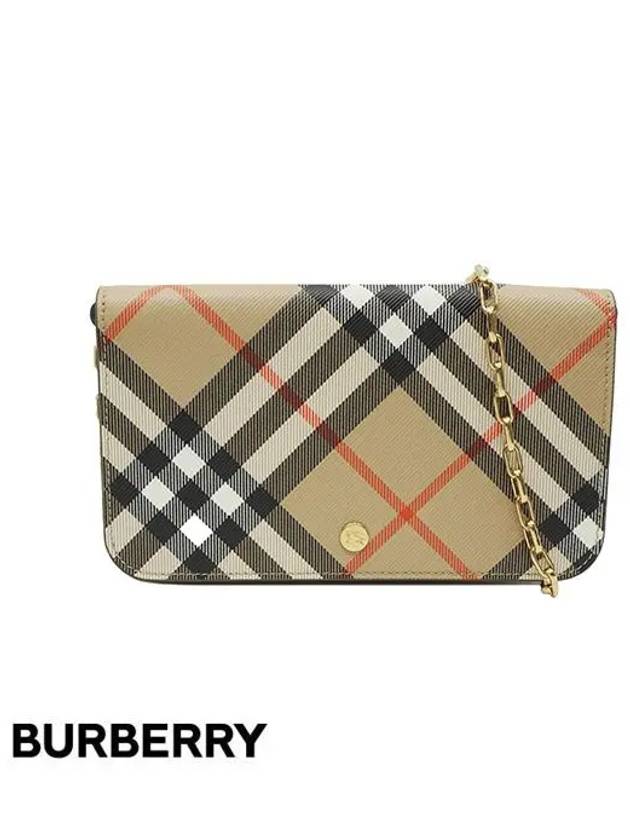 Check Chain Strap Cross Bag Sand - BURBERRY - BALAAN 3