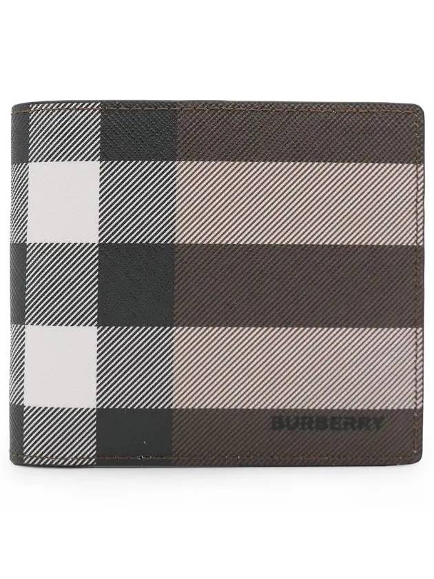 Check Leather International Bifold Wallet Dark Birch Brown - BURBERRY - BALAAN 3