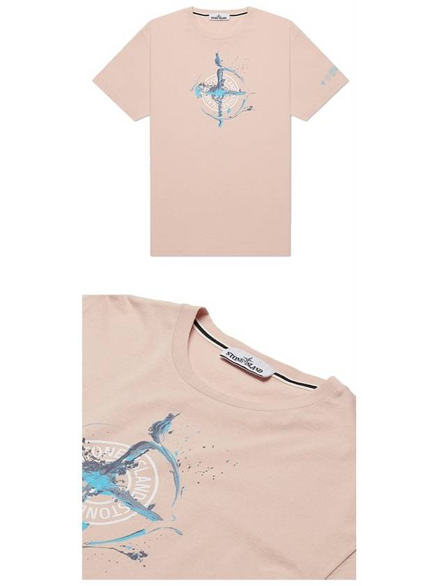 Marble One Logo Print Short Sleeve T-Shirt Pink - STONE ISLAND - BALAAN 5