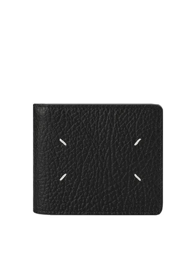 Stitched Leather Bifold Half Wallet Black - MAISON MARGIELA - BALAAN 3