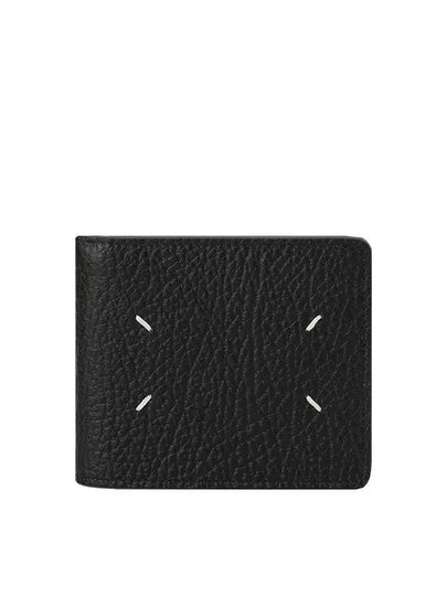 Stitched Leather Bifold Half Wallet Black - MAISON MARGIELA - BALAAN 2