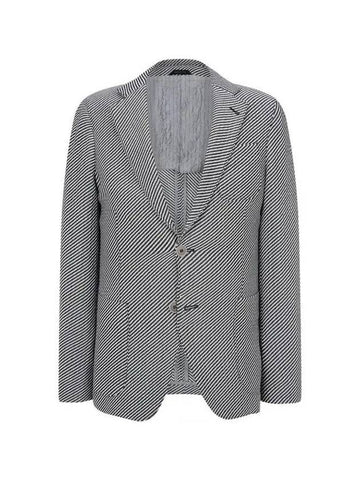 Men s Patterned Easy Single Jacket Charcoal 270205 - GIORGIO ARMANI - BALAAN 1