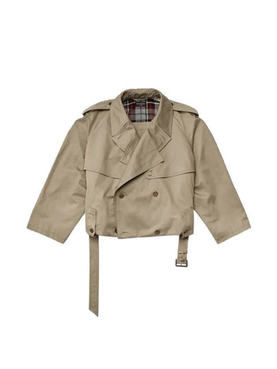 Fold Cotton Twill Short Trench Coat Beige - BALENCIAGA - BALAAN 2