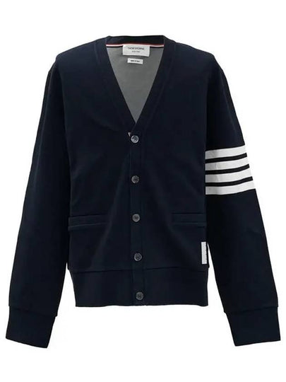 V-Neck 4 Bar Cardigan Navy - THOM BROWNE - BALAAN 2