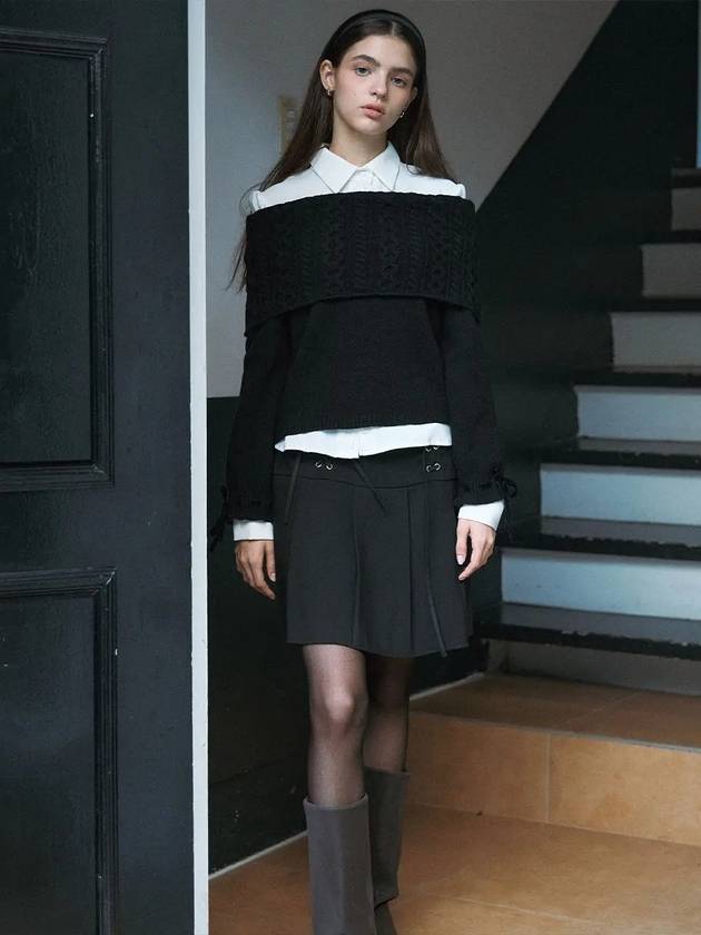 Youth off-shoulder wool sweater black - LETTER FROM MOON - BALAAN 6