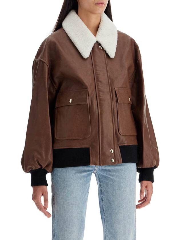 'shellar' leather bomber jacket with she - KATE - BALAAN 2