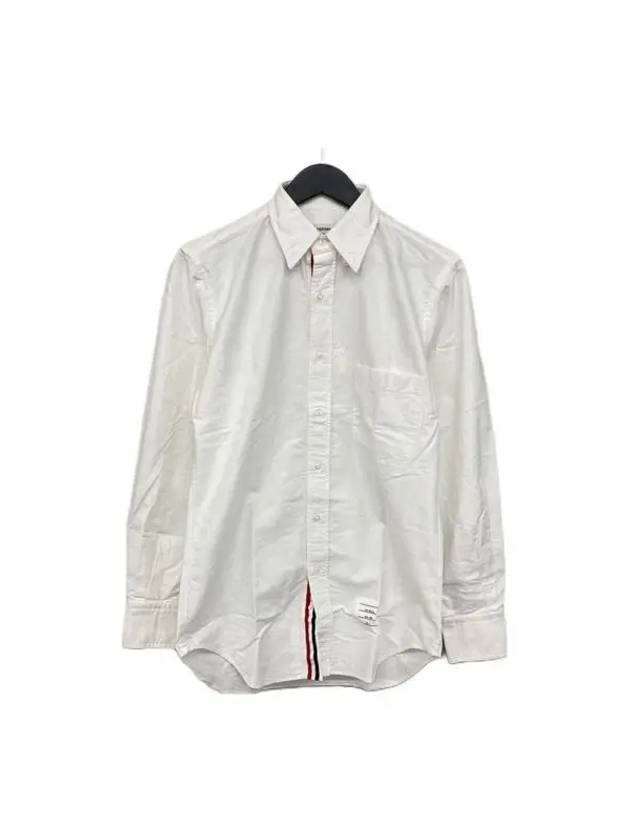 Oxford Grosgrain Placket Cotton Long Sleeve Shirt White - THOM BROWNE - BALAAN 2