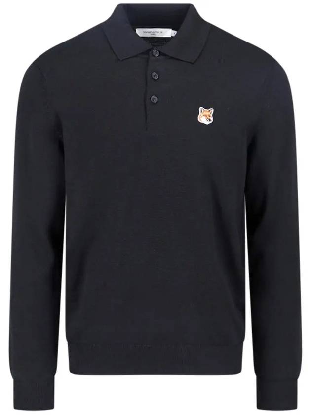 Fox Head Patch Polo Knit Top Black - MAISON KITSUNE - BALAAN 3