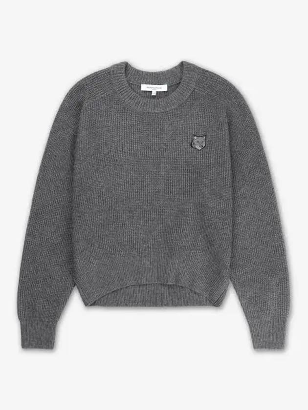 Bold Fox Head Patch Knit Top Grey - MAISON KITSUNE - BALAAN 2