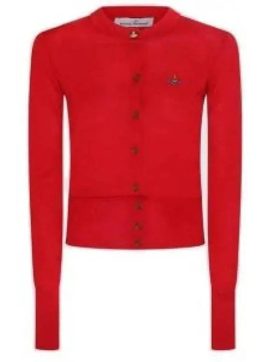 Bea Embroidered Logo Cardigan Red - VIVIENNE WESTWOOD - BALAAN 2