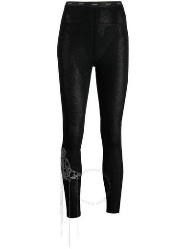 Yohji Yamamoto Ladies Black Decorative-Stitching Cotton Leggings, Brand Size 1(Small) - YOHJI YAMAMOTO - BALAAN 1