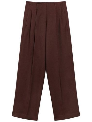 Compact Gabardine Wool Wide Pants Brown - GOLDEN GOOSE - BALAAN 1